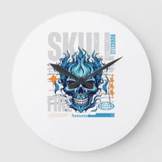 Blue Flaming Skull Streetwear Design | Cyberpunk G Grote Klok