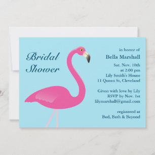 Blue Flamingo Beach Bridal Shower Invitation Kaart