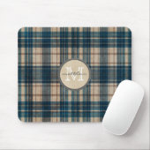 Blue Flannel Background Monogram Muismat (Met muis)