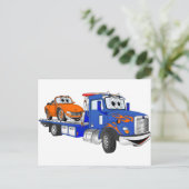 Blue Flatbed Tow Truck Briefkaart (Staand voorkant)