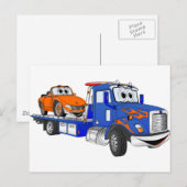 Blue Flatbed Tow Truck Briefkaart (Voorkant / Achterkant)