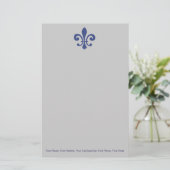 Blue Fleur De Lis Briefpapier (Staand voorkant)