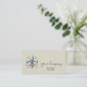 Blue Fleur-de-Lis Business Card Visitekaartje (Staand voorkant)