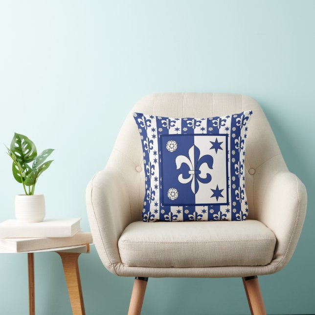 Blue Fleur de Lis Kussen (Stoel)