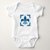 Blue Fleur de Lis met grens Romper (Voorkant)