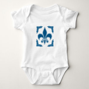 Blue Fleur de Lis met grens Romper