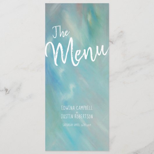 Blue float art moderne art menu mariage (Devant)