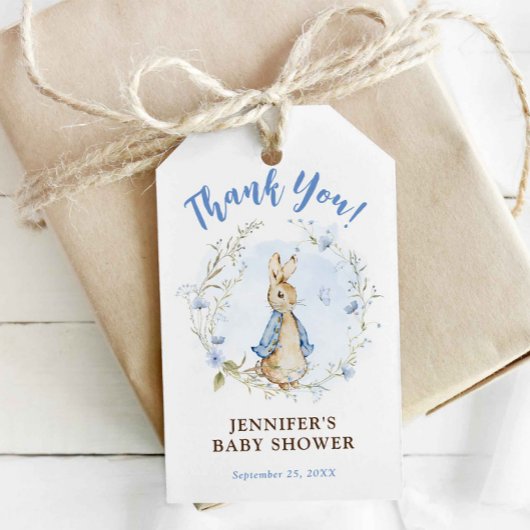Blue Flopsy Bunny Baby shower Gift Label voor Jong Cadeaulabel