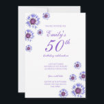 Blue Floral 50th Birthday Party Invitation<br><div class="desc">Une belle invitation à la fête du 50ème anniversaire avec une image de fleurs de maïs bleues parsemée dessus. Merci de modifier pour le rendre parfait pour votre célébration. Profite.</div>