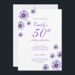 Blue Floral 50th Birthday Party Invitation<br><div class="desc">Une belle invitation à la fête du 50ème anniversaire avec une image de fleurs de maïs bleues parsemée dessus. Merci de modifier pour le rendre parfait pour votre célébration. Profite.</div>