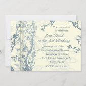 Blue Floral 60th Birthday Party Invitation Cards Kaart (Achterkant)