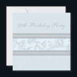 Blue Floral 70th Birthday Party Invitations<br><div class="desc">Personnalisé 70e anniversaire invitations de fête dans élégant motif floral bleu et gris. Ajoutez votre nom et les détails de votre fête pour une invitation unique et élégante à la fête d'anniversaire.</div>