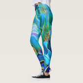 Blue Floral Abstracte kunst Leggings (Links)