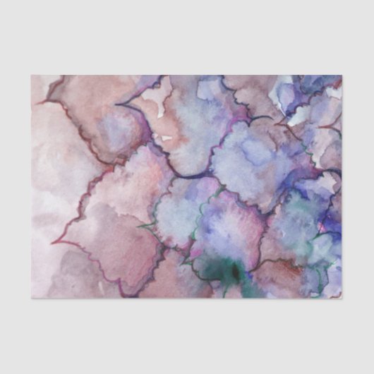 Blue Floral Abstracte Waterverf Blues Tissuepapier (Voorkant)