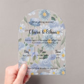 Blue Floral Acrylic Wedding Invitation (In situ (ordinateur de poche))