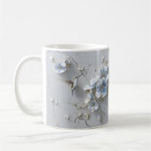 Blue Floral Add Name Hummingbird Coffee Mug (Gauche)