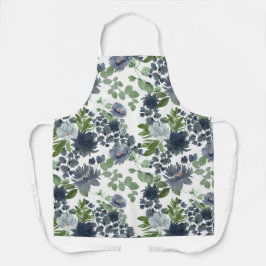 Blue Floral All-Over Print Apron Schort