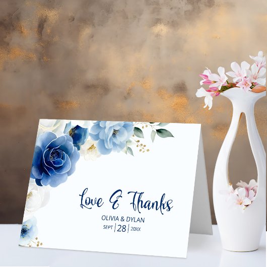 Blue Floral Amour et Merci Mariage