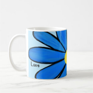 Blue Floral Amour Personnalisé Mugs Bleus