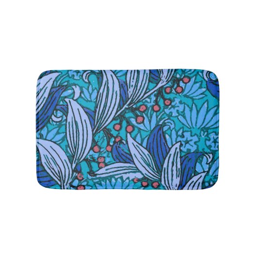 Blue Floral Antiek Boho Modern Badmat (Voorkant)