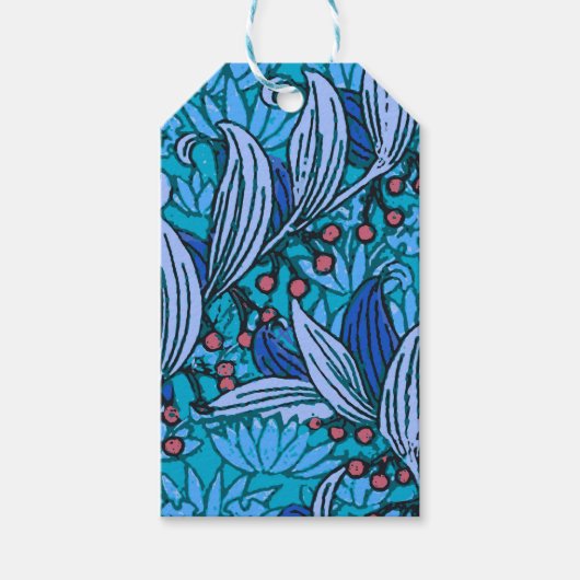 Blue Floral Antiek Boho Modern Cadeaulabel (Voorkant)