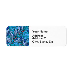 Blue Floral Antiek Boho Modern Etiket
