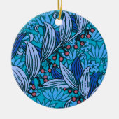 Blue Floral Antiek Boho Modern Keramisch Ornament (Voorkant)