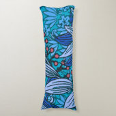 Blue Floral Antiek Boho Modern Lichaamskussen (Voorkant Verticaal)