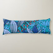 Blue Floral Antiek Boho Modern Lichaamskussen (Voorkant)