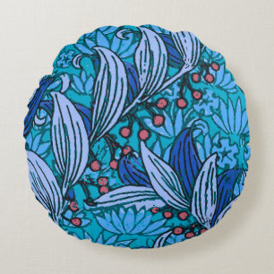 Blue Floral Antiek Boho Modern Rond Kussen