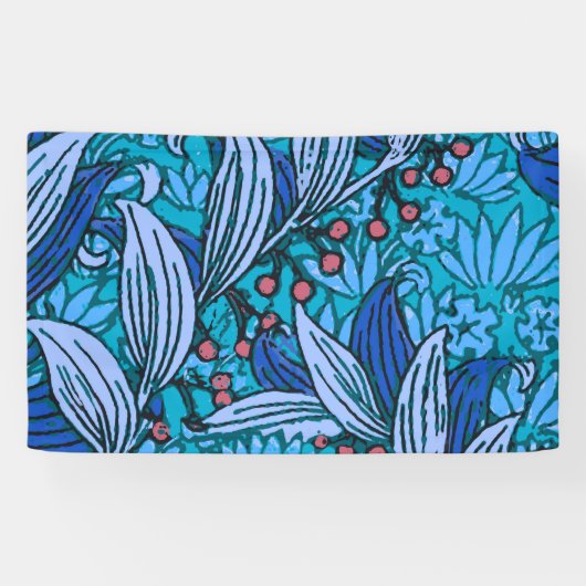 Blue Floral Antiek Boho Modern Spandoek (Horizontaal)