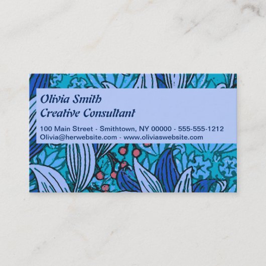 Blue Floral Antiek Boho Modern Visitekaartje (Voorkant)