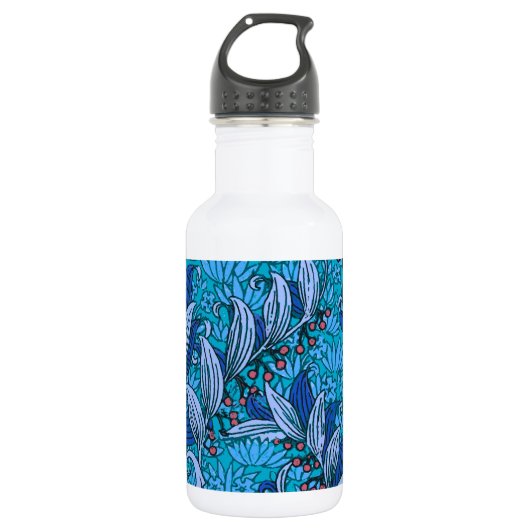 Blue Floral Antiek Boho Modern Waterfles (Voorkant)