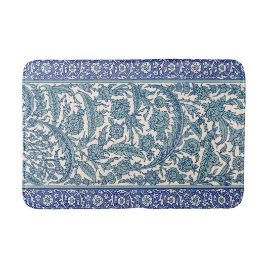 Blue Floral Arabic Pattern Badmat (Voorkant)