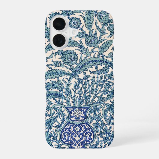 Blue  Floral Arabic Pattern iPhone 16 Hoesje (Achterkant)