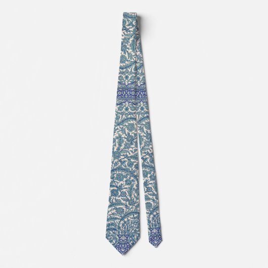 Blue Floral Arabic Pattern Stropdas (Voorkant)
