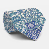 Blue Floral Arabic Pattern Stropdas (Opgerold)
