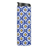 Blue Floral Arabic Pattern Thermosbeker (Geroteerd rechts)