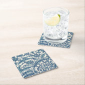 Blue  Floral Arabic Pattern Vierkante Kartonnen Onderzetter (Insitu)