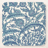 Blue  Floral Arabic Pattern Vierkante Kartonnen Onderzetter (Voorkant)