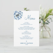 Blue Floral Baby Boy Baptism Menu (Debout devant)
