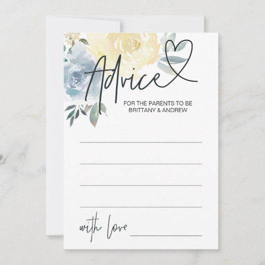 Blue Floral Baby Boy Douche Conseils Jeu Carte (Devant)