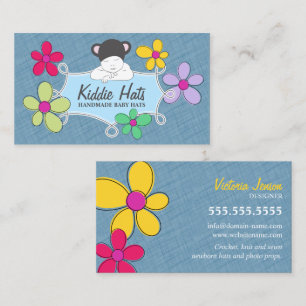 Blue Floral Baby Doodle Lijst voor handgemaakte ve Visitekaartje