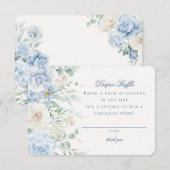 Blue Floral Baby in Bloom Diaper Carte Raffle (Devant / Derrière)