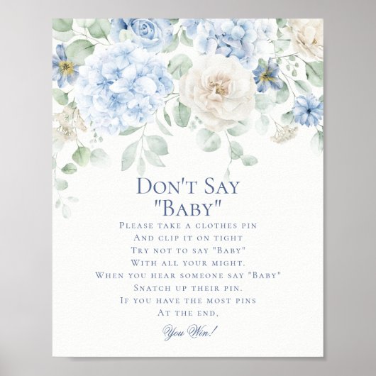 Blue Floral Baby in Bloom Hydrangea Game Poster (Voorkant)