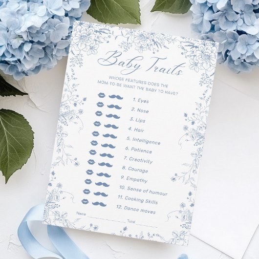 Blue Floral Baby shower Baby Trails Carte de jeu