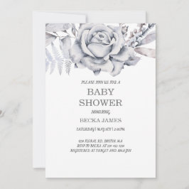 Blue Floral Baby shower Invitation Kaart