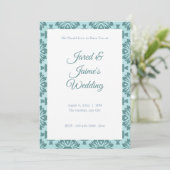 Blue Floral Background Wedding Invitation Kaart (Staand voorkant)