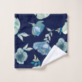 Blue Floral Bathroom Towel Set Bad Handdoek (Wasdoekje)
