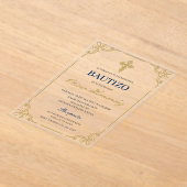 Blue Floral Bautizo Espagnol Invitation (Poser)